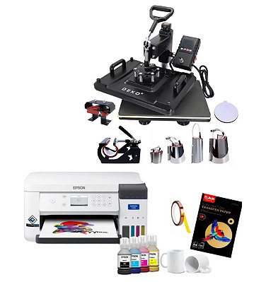 Kit Prensa Térmica 8x1 Deko + Impressora F170 ´p/ Sublimação + Brindes 110v/220v