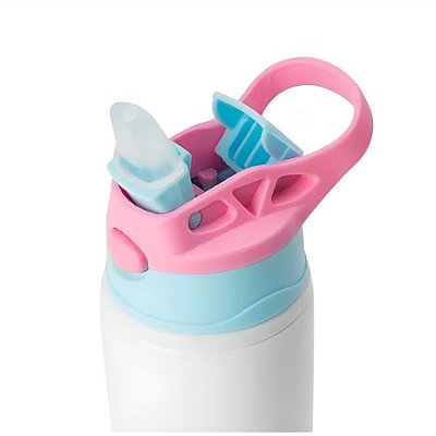 Squeeze de Aluminio Infantil 500 ml - Tampa Rosa/Azul