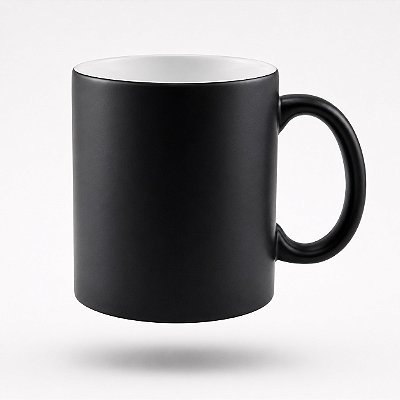 Caneca de Porcelana Mágica Preta Fosca 325ml - Sublimação