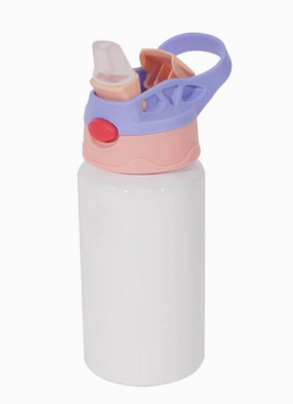Squeeze de Aluminio Infantil 500ml Bico de Silicone - Tampa Rosa/Lilas