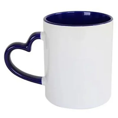 Caneca de Porcelaça Alça Coração Azul Marinho - Mecolour