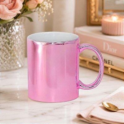 Caneca de Porcelana Espelhada Rosa LiveSub - Sublimação