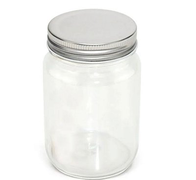 Pote Mason Jar de Vidro Transparente com Tampa Fechada 450ml - Sublimação