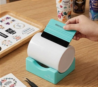 Espátula e Suporte para Adesivagem de Produtos Cilíndricos - Mecolour
