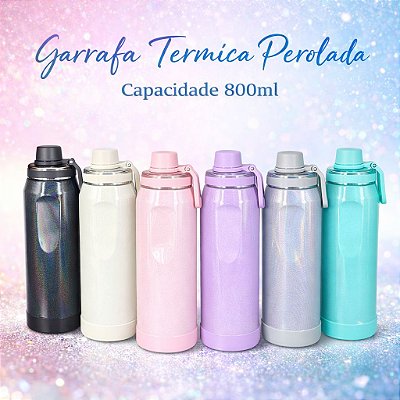 Garrafa Térmica 800ml Perolada (sem base de silicone)- DTF (Sem Resina)