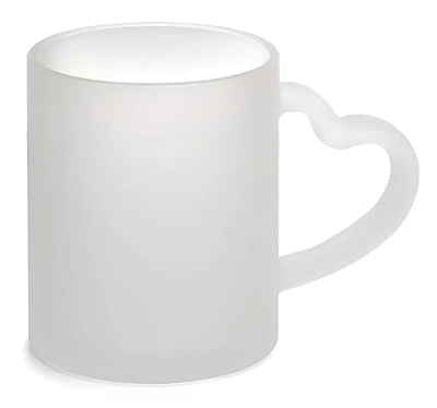 Caneca de Vidro Alça Coração Fosca para Sublimação - 325ml