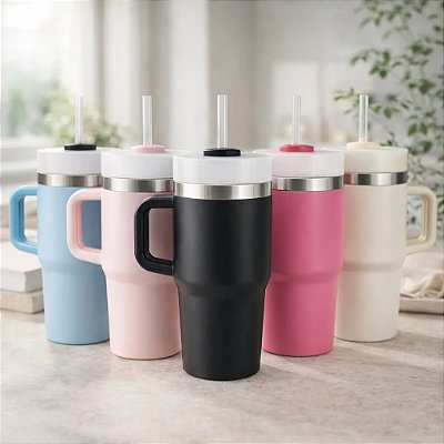 Caneca Térmica Com Canudo 600ml - DTF (Sem Resina)