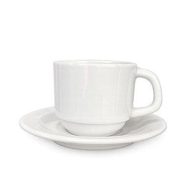 Xícara com Pires de Porcelana 200ml para Sublimação
