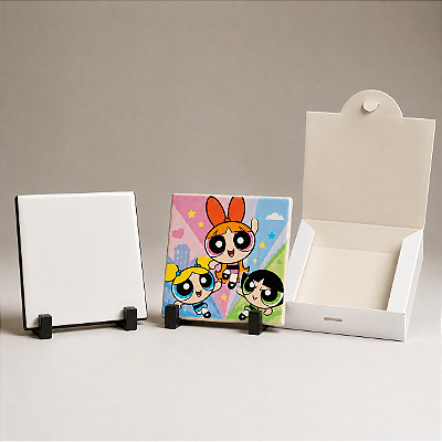 Kit 15 Azulejos 10x10 Eliane P/ Sublimação com Suporte + Caixinha