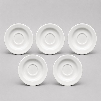 Kit 5 Pires Para Xícara 180ml/200ml Porcelana Branca - P/ Casa, Padarias, Restaurantes