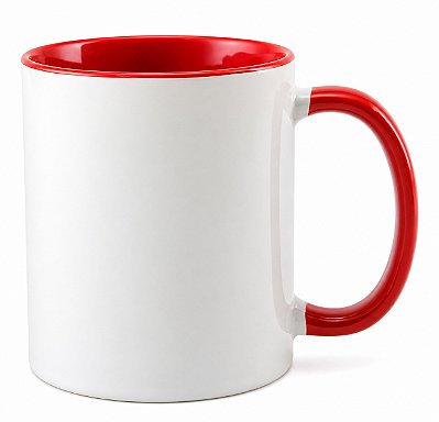 Caneca Cerâmica Interior e Alça Colorida - Vermelha