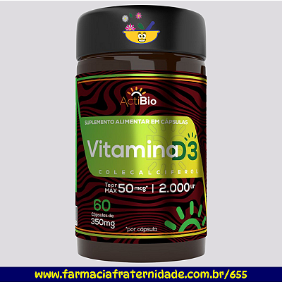 Vitamina D3 (Colecalciferol) 2000 Ui 60 Cápsulas