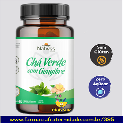 Chá Verde com Gengibre 500 mg 60 Cápsulas