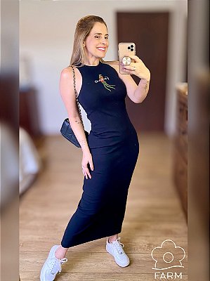 Vestido Rib Rio Pássaros Farm