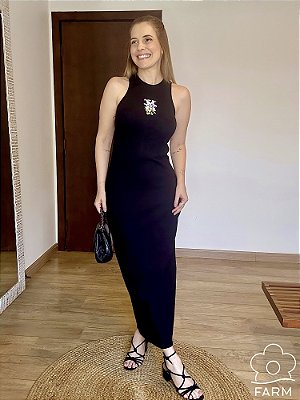 Vestido Rib Maxi Flor Farm