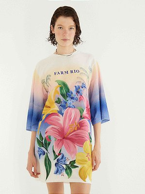 Vestido T-Shirt Big Floral Malu Silk Farm