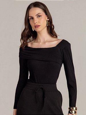 Blusa Assimétrica Manga Longa Modo