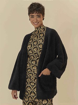 Cardigan Tricot Pelinho Com Bolso Farm