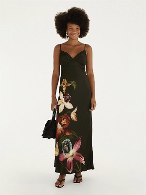 Vestido Alcinha Maxi Orquídea Farm