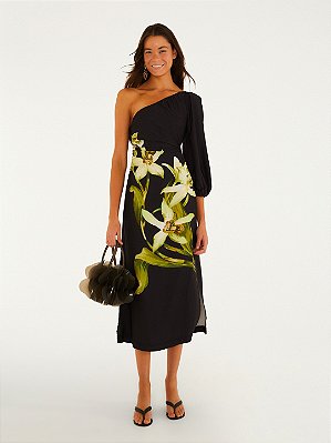 Vestido Midi Floral Orquídea Farm