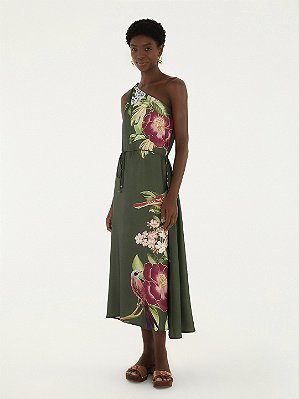 Vestido Ombro Só Flor de Pássaro Farm