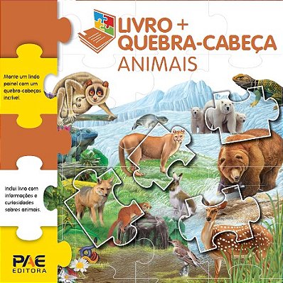 Livro + quebra-cabeça animais