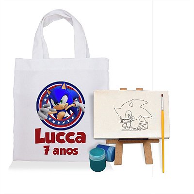 AL069 - Lembrancinha Kit Pintura com Sacolinha Personalizada - Tema Sonic