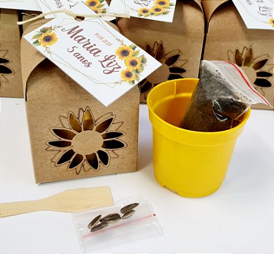 AL076 - Brinde Kit Cultivo Kraft Personalizado com Sementes de Flores ou Temperos