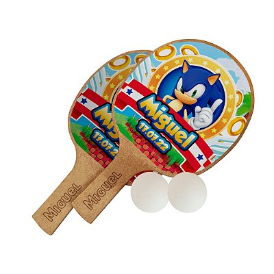 AL340 - Lembrancinha Kit Jogo Ping-Pong com Raquetes e Bolinhas - Tema Sonic