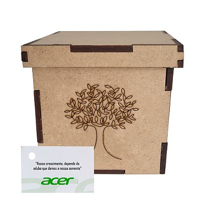 AL007 - Brinde Ecológico Caixa mdf Personalizada com Semente Gravada