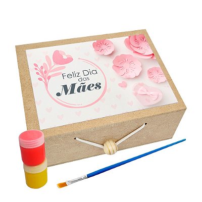 AL024 - Lembrancinha Caixa Pintura com Tela, Tintas e Pincel - Dia das Mães