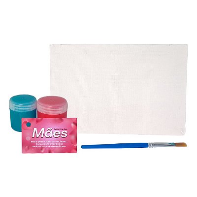 AL022 - Kit Pintura com Tela, Tintas e Pincel - Dia das Mães