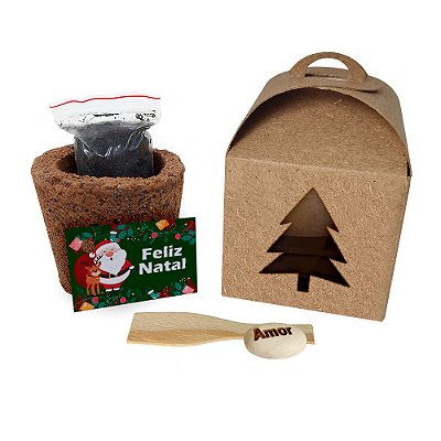 AL122 - Brinde Kit Cultivo Kraft com Vaso Eco - Tema Natal