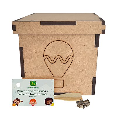 AL008 - Brinde Eco Caixa mdf Personalizada com Sementes de Flores ou Temperos - Dia das Crianças 2