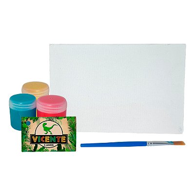 AL020 - Lembrancinha Estojo Kraft com Kit Pintura - Tema Dinossauros
