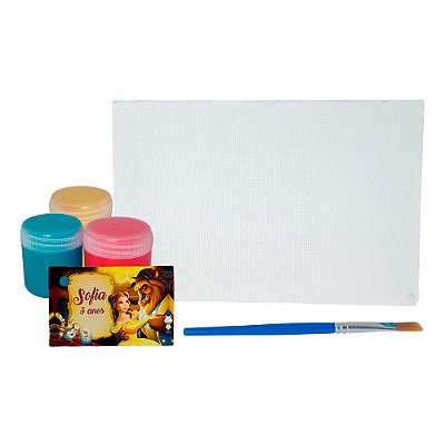 AL020 - Lembrancinha Estojo Kraft com Kit Pintura - Tema A Bela e a Fera