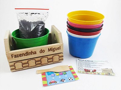 AL012 - Lembrancinha Eco Caixote com Gravação Personalizada - Tema Fazendinha