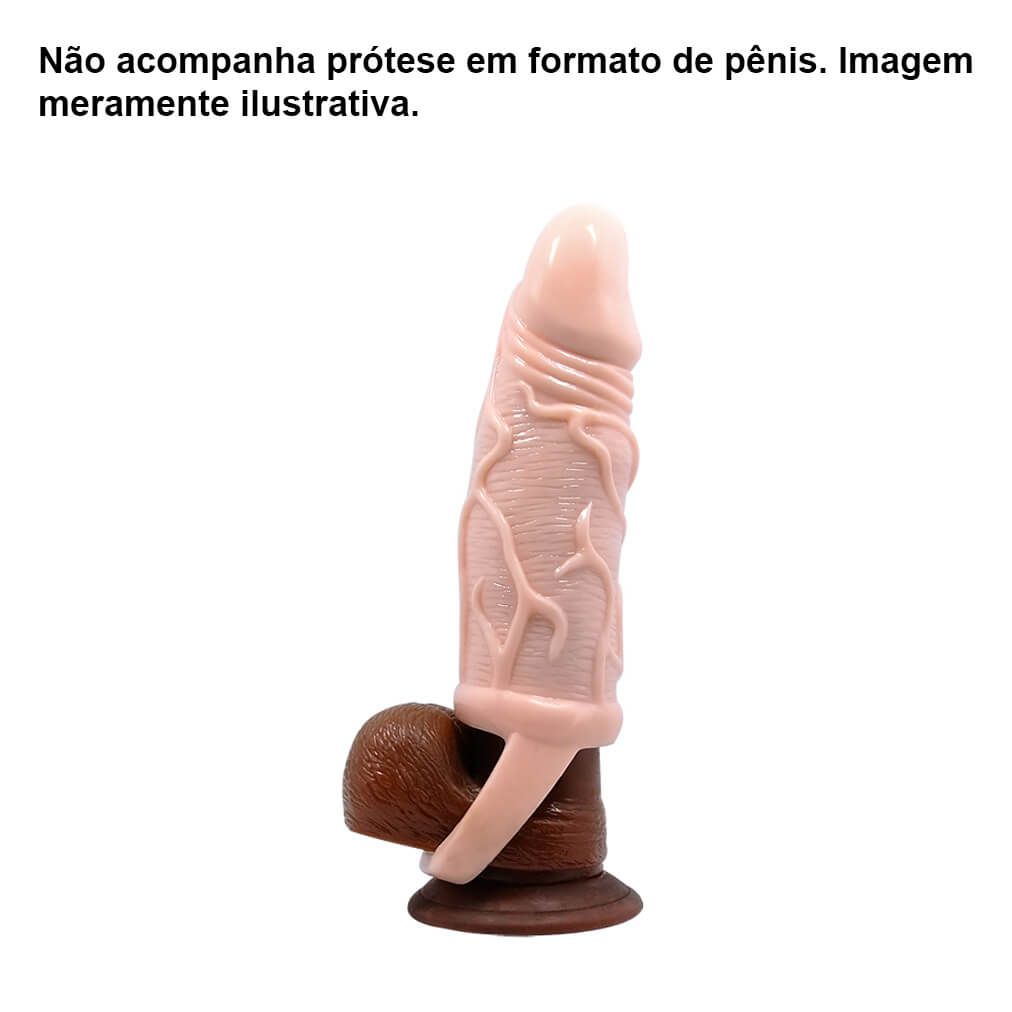 Demostração sobre o uso da Men Extension Capa Peniana com Anel Para Escroto