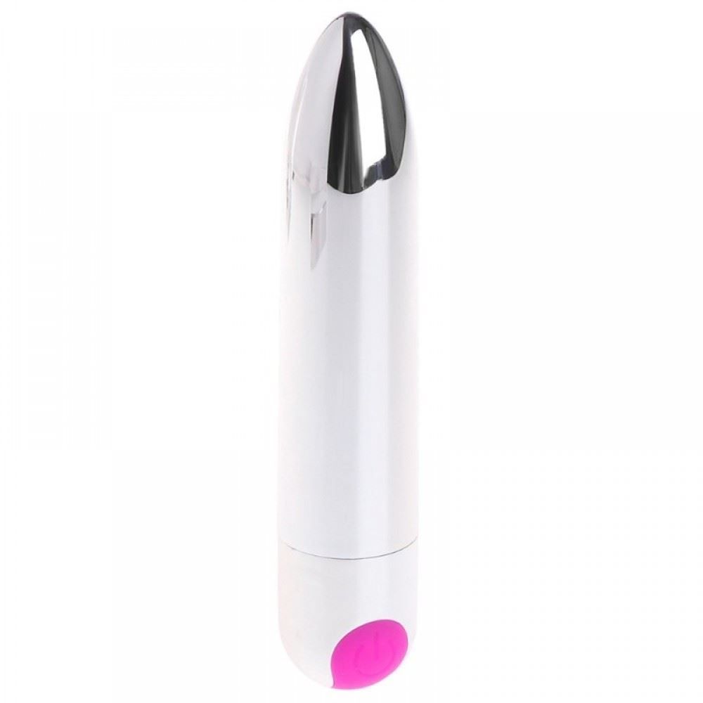 Visão frontal Vibrador Power Bullet Recarregável 9 Cm com 10 Vibrações