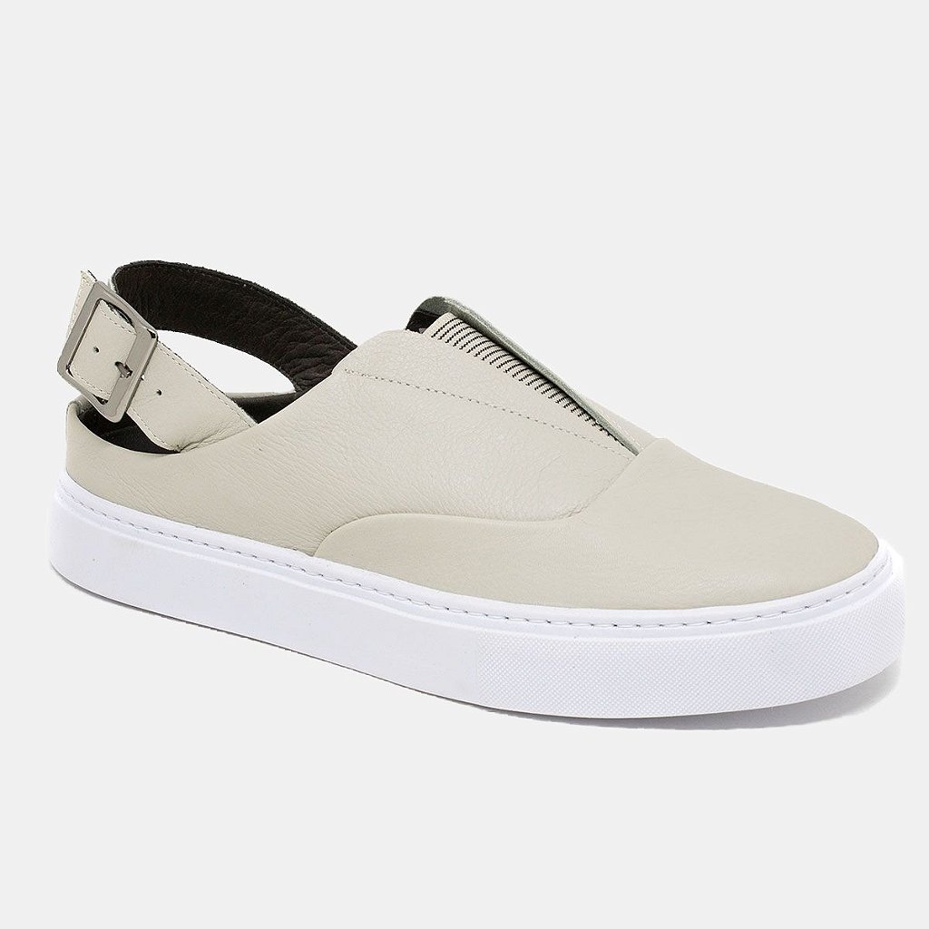 TÊNIS FEMININO CASUAL EM COURO NATURAL OFF WHITE IZZI - Loja