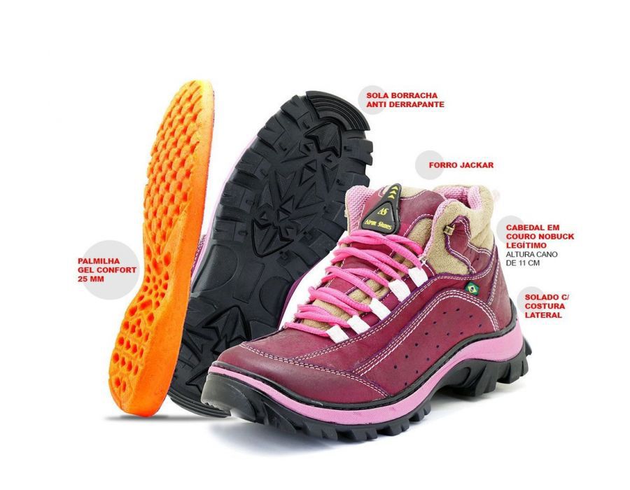 Coturno Bota Bootsland Adventure Feminino Em Couro Top!