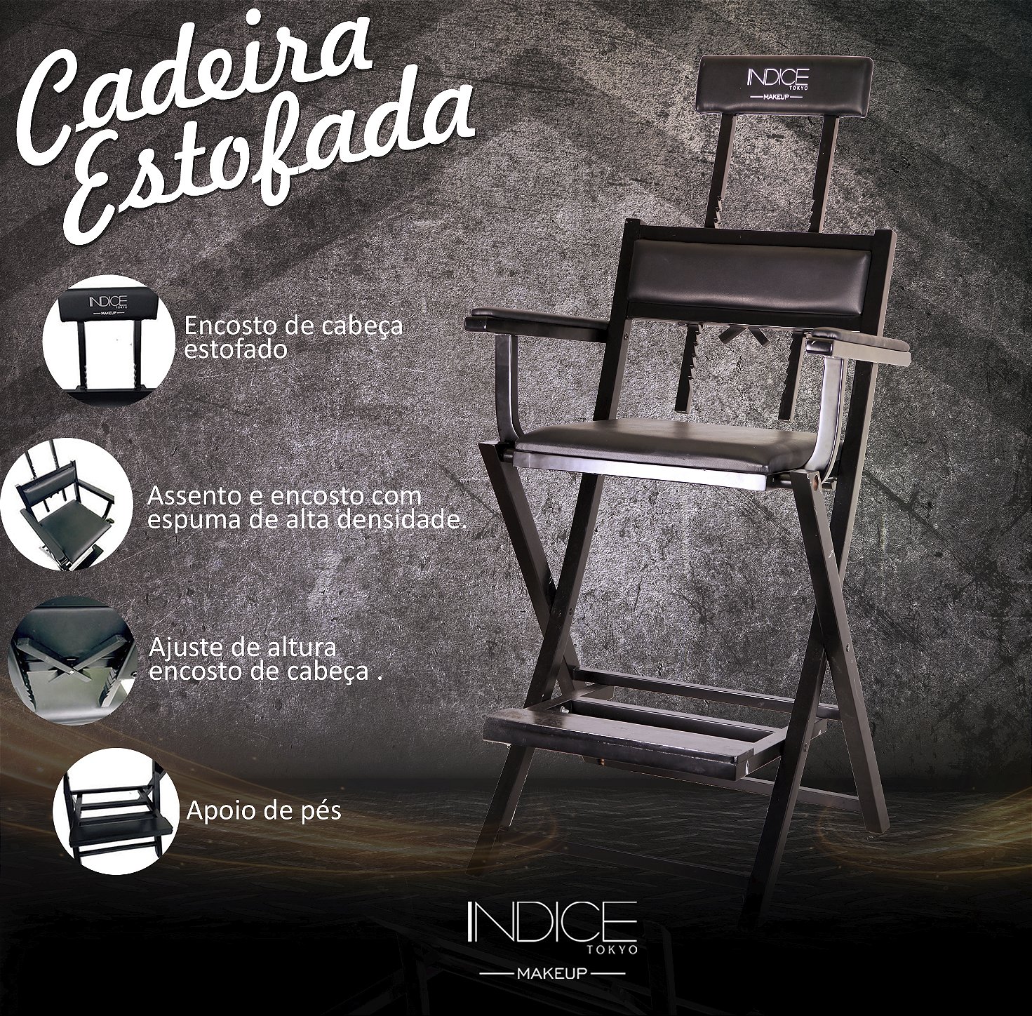 Cadeira Studio Estofada - Indice Tokyo MakeUp - Loja Virtual