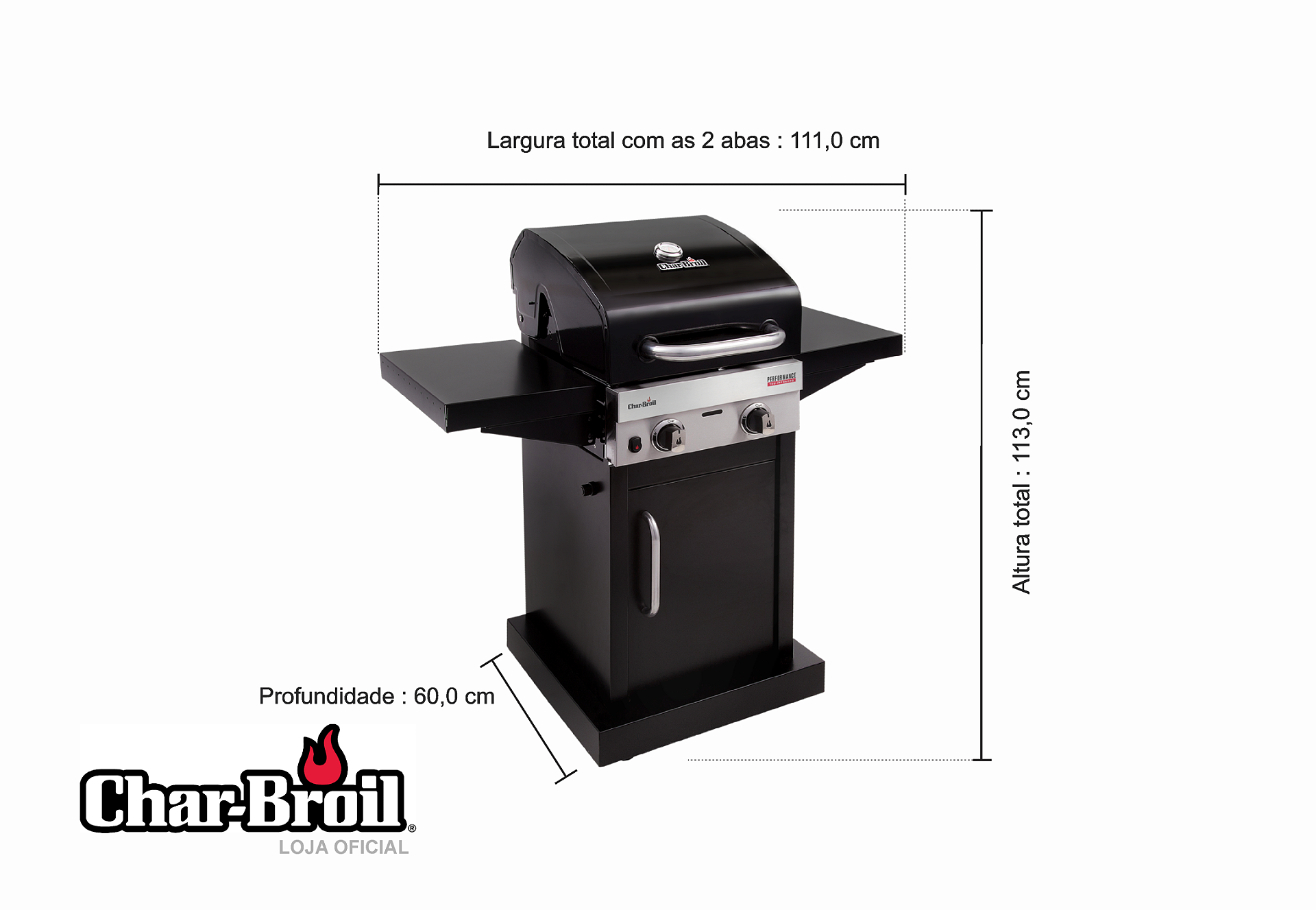 Char-Broil Performance 220 Black - 2Q - Infravermelho