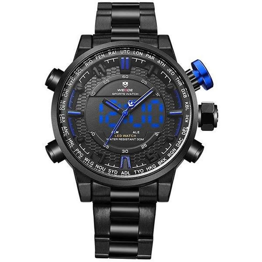 Rel gio Masculino Weide Anadigi WH 6402 Azul ShopDesconto Aqui