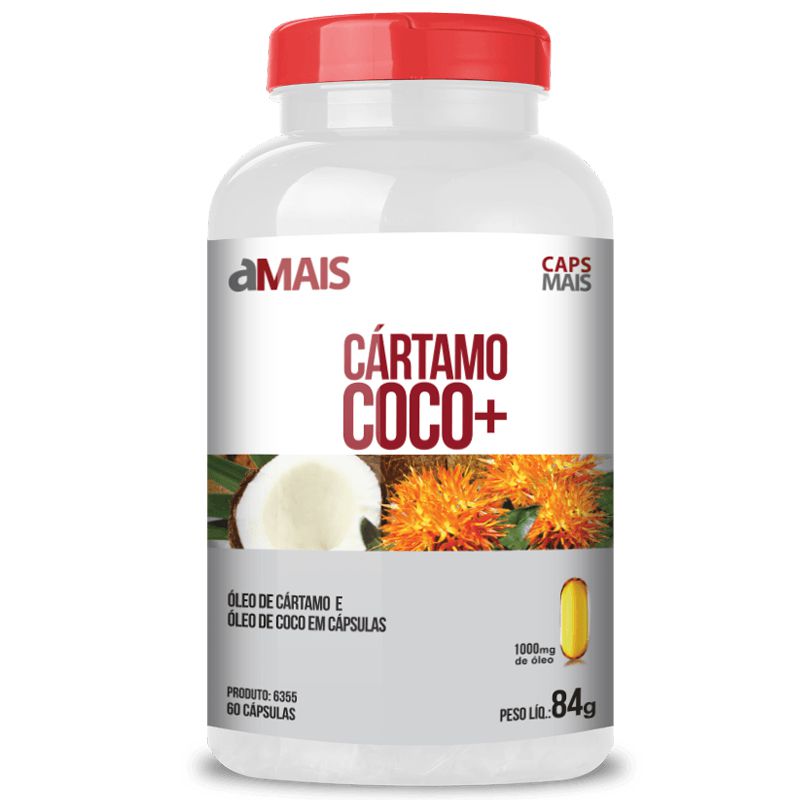 Óleo de Cartamo + Óleo de Coco 1000mg Chá Mais 60 cápsulas - Edin