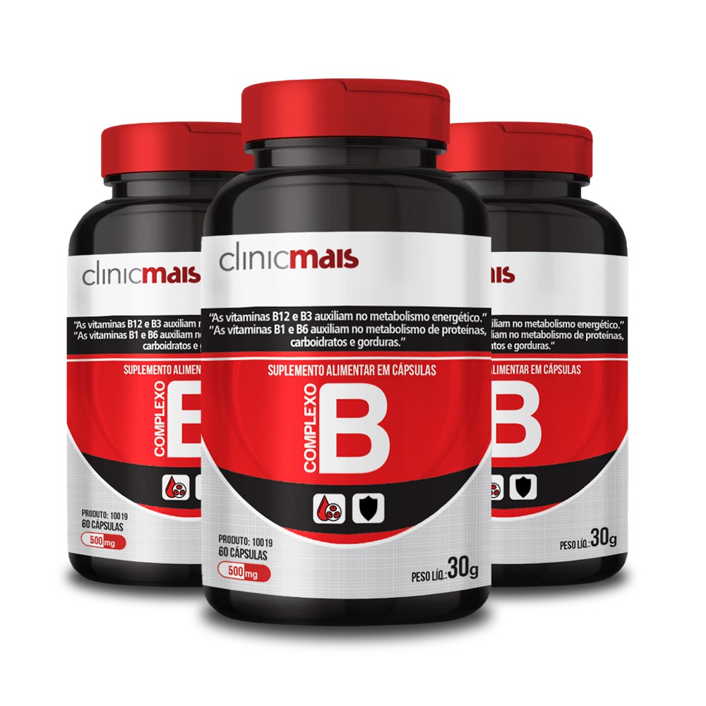 Kit Complexo B 500mg Clinic Mais 60 cápsulas Edin