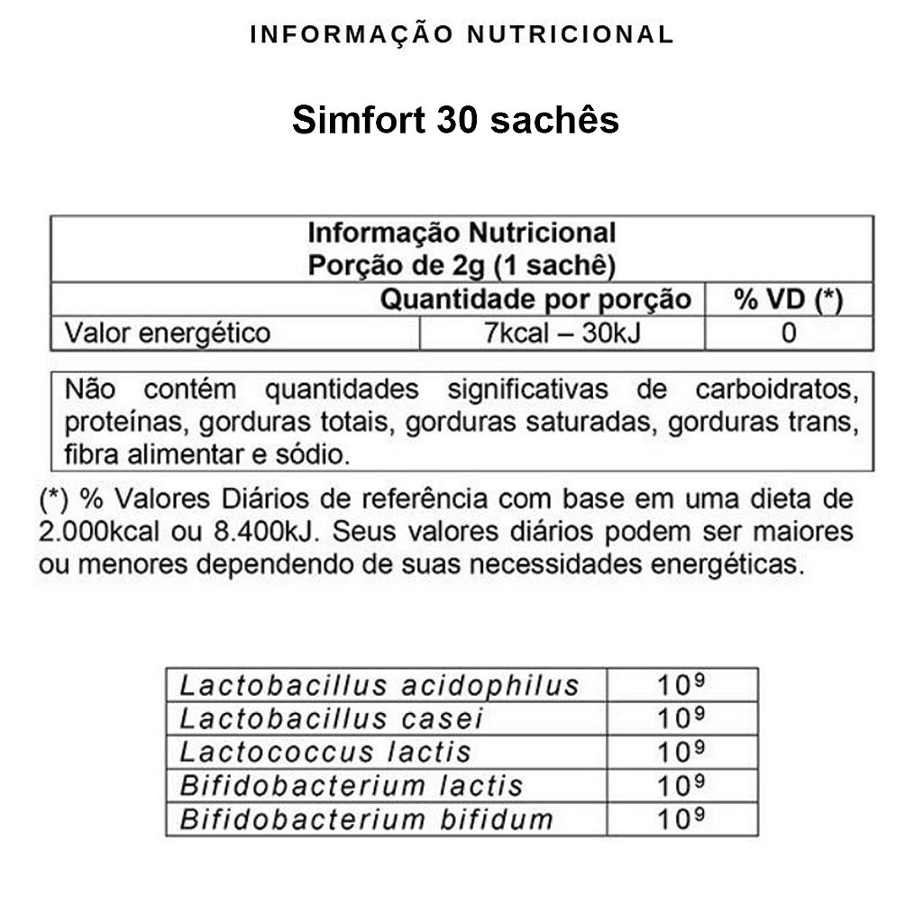 Simfort Mix De Probióticos Vitafor 30 Saches De 2g no Shoptime