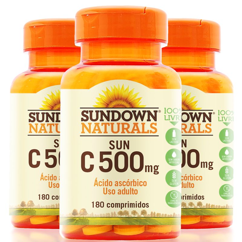 Kit 3 Vitamina C 500mg Sundown 180 Tablets - Edin