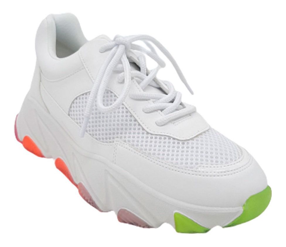 Tênis Feminino Chunky Sneaker Sola Colorida Plataforma Moda - Amo Outlet