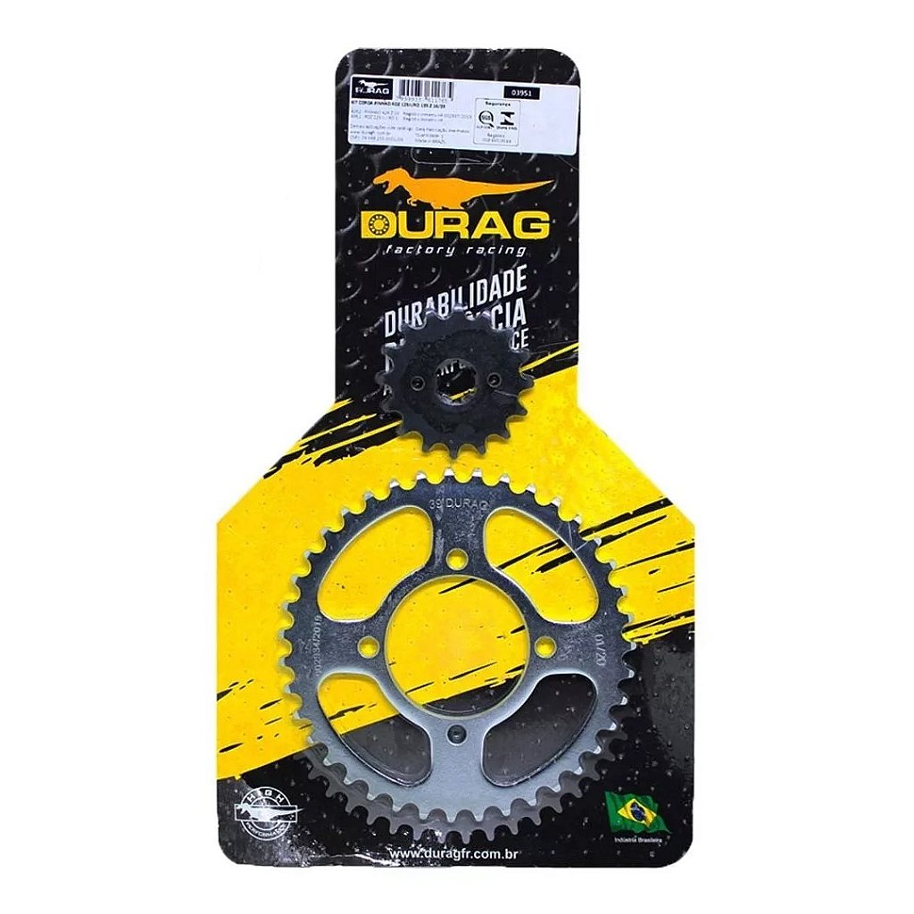 Kit Coroa e Pinhão RD 135 / RDZ 125II 39/16 Dentes Durag - Vivemos